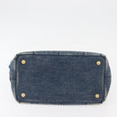 PRADA Canapa PM Hand Bag Denim Blue Gold Auth bs34435-9
