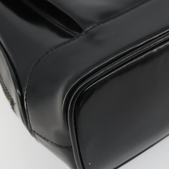 GUCCI Tote Bag Patent leather Black Gold Auth bs34437