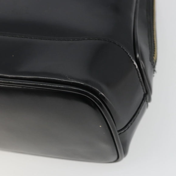 GUCCI Tote Bag Patent leather Black Gold Auth bs34437
