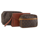 LOUIS VUITTON Monogram Epi Clutch Bag 3 Set Brown LV Auth bs34457-1