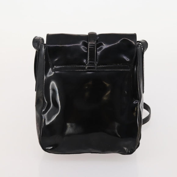 PRADA Hand Bag Nylon Patent leather 2 Set Black Green Auth bs34458