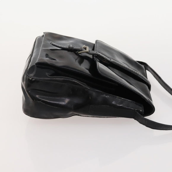 PRADA Hand Bag Nylon Patent leather 2 Set Black Green Auth bs34458
