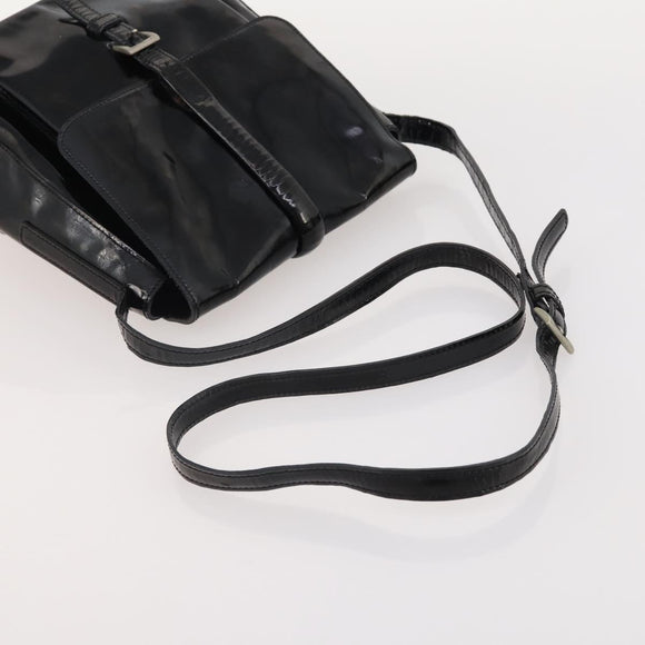 PRADA Hand Bag Nylon Patent leather 2 Set Black Green Auth bs34458