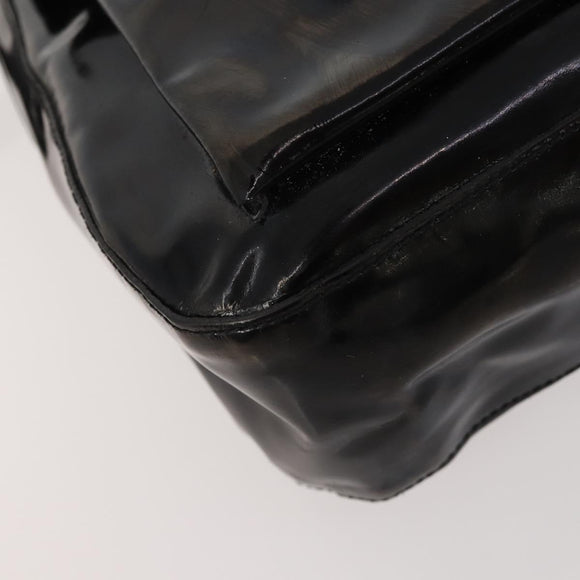 PRADA Hand Bag Nylon Patent leather 2 Set Black Green Auth bs34458