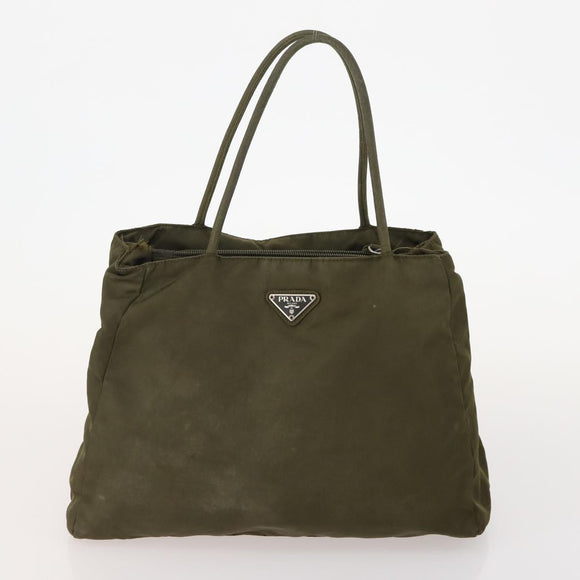 PRADA Hand Bag Nylon Patent leather 2 Set Black Green Auth bs34458