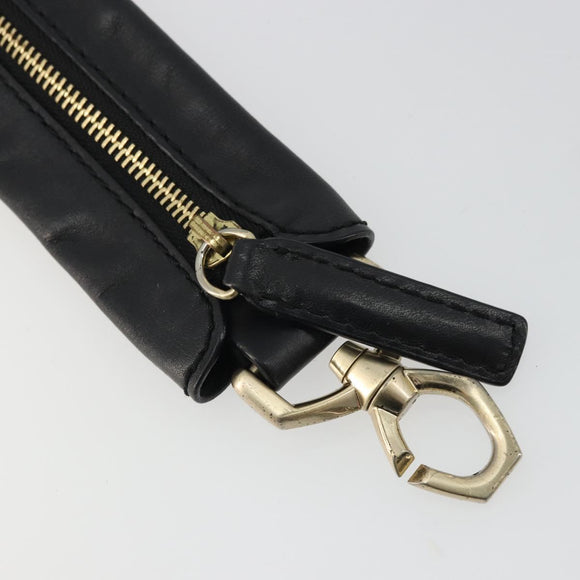 GIVENCHY Shoulder Strap Leather 18.1"" Black Gold Auth bs34466