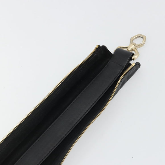 GIVENCHY Shoulder Strap Leather 18.1"" Black Gold Auth bs34466