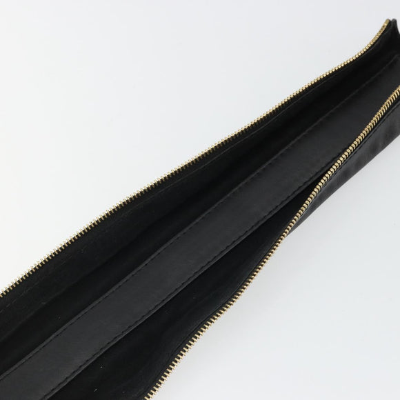 GIVENCHY Shoulder Strap Leather 18.1"" Black Gold Auth bs34466