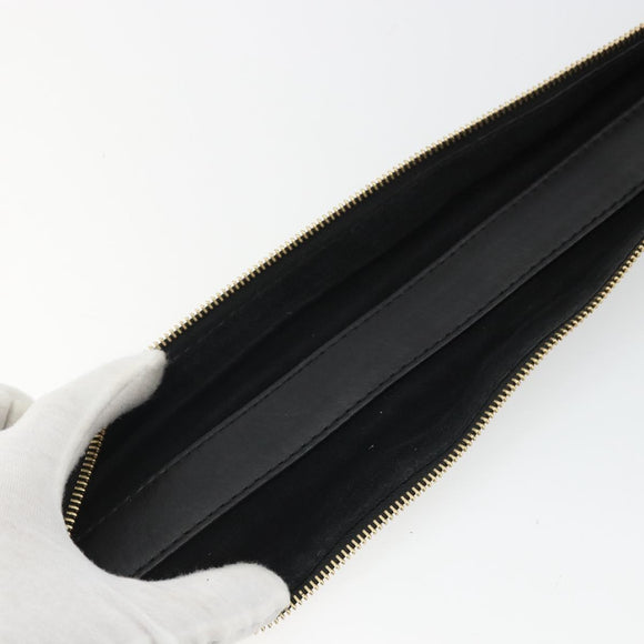 GIVENCHY Shoulder Strap Leather 18.1"" Black Gold Auth bs34466
