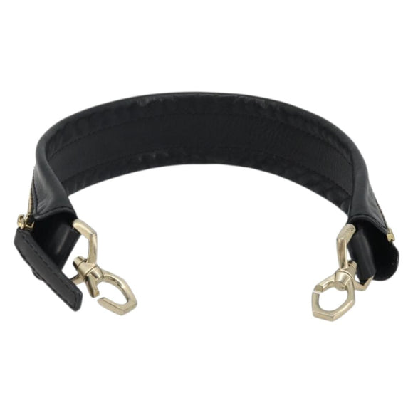 GIVENCHY Shoulder Strap Leather 18.1"" Black Gold Auth bs34466