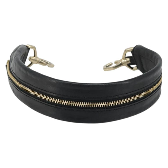 GIVENCHY Shoulder Strap Leather 18.1"" Black Gold Auth bs34466