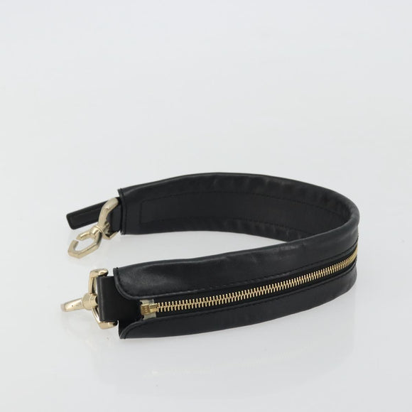GIVENCHY Shoulder Strap Leather 18.1"" Black Gold Auth bs34466