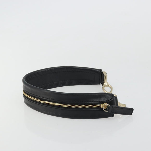 GIVENCHY Shoulder Strap Leather 18.1"" Black Gold Auth bs34466