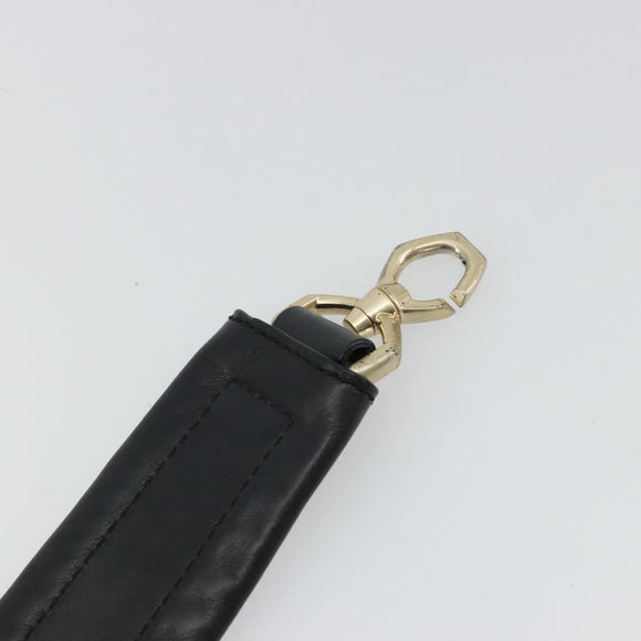 GIVENCHY Shoulder Strap Leather 18.1"" Black Gold Auth bs34466