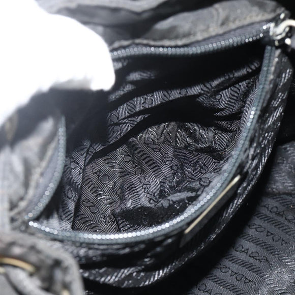 PRADA Backpack Nylon Black Silver Auth bs34471