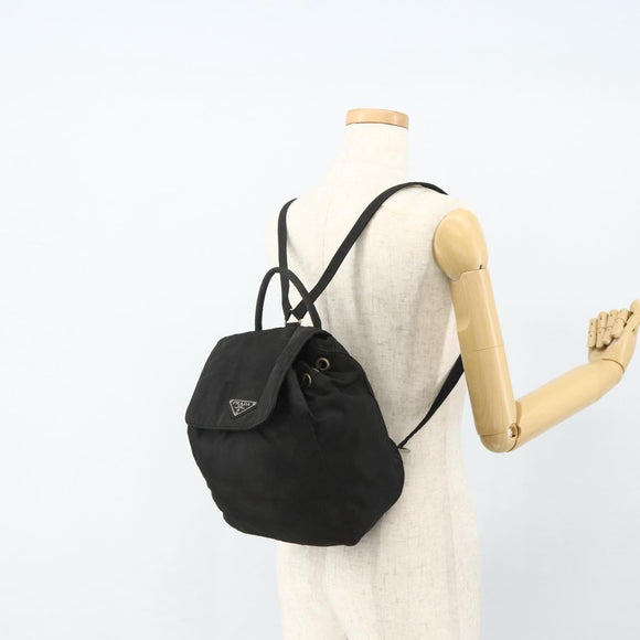 PRADA Backpack Nylon Black Silver Auth bs34471
