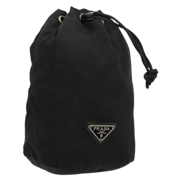 PRADA Purse Pouch Nylon Black Silver Auth bs34472