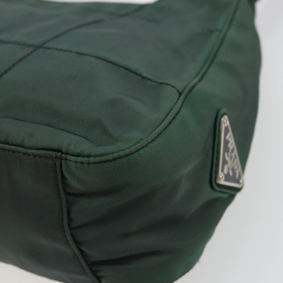 PRADA Shoulder Bag Nylon Green Silver Auth bs34473