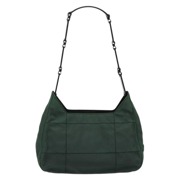 PRADA Shoulder Bag Nylon Green Silver Auth bs34473