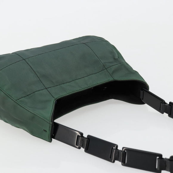 PRADA Shoulder Bag Nylon Green Silver Auth bs34473