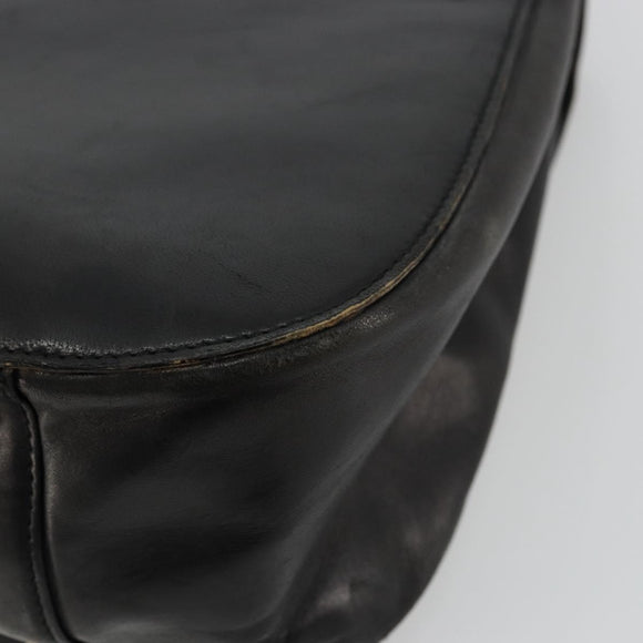 PRADA Hand Bag Leather Black Gold Auth bs34475