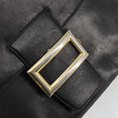 PRADA Hand Bag Leather Black Gold Auth bs34475-19