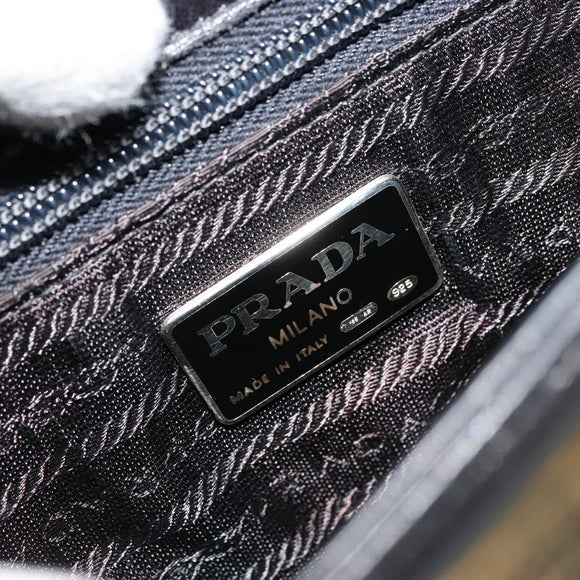 PRADA Hand Bag Leather Black Gold Auth bs34475