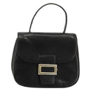 PRADA Hand Bag Leather Black Gold Auth bs34475-13