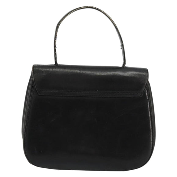 PRADA Hand Bag Leather Black Gold Auth bs34475