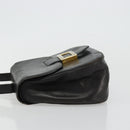 PRADA Hand Bag Leather Black Gold Auth bs34475-4