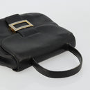 PRADA Hand Bag Leather Black Gold Auth bs34475-6