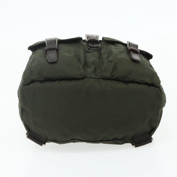 PRADA Backpack Nylon Khaki Silver Auth bs34477