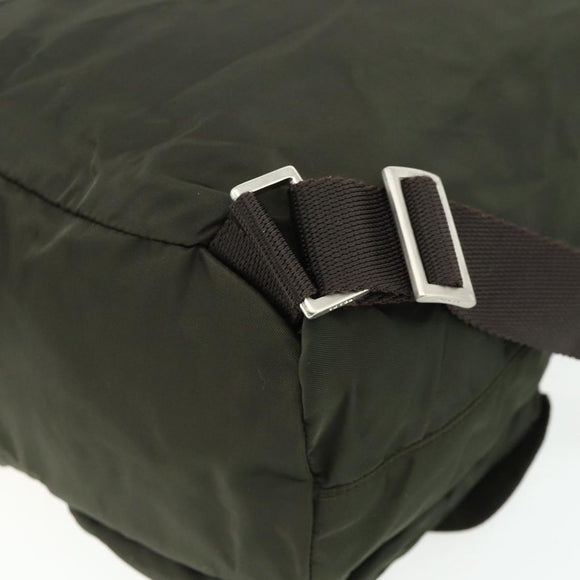 PRADA Backpack Nylon Khaki Silver Auth bs34477