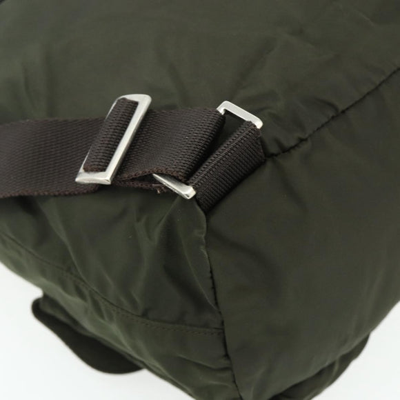 PRADA Backpack Nylon Khaki Silver Auth bs34477