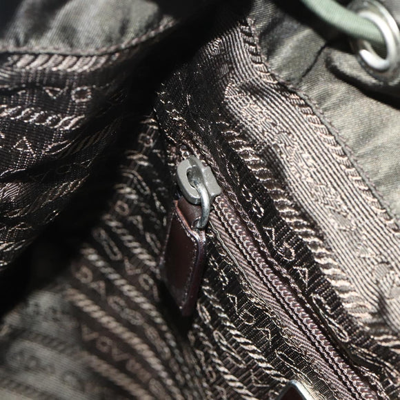 PRADA Backpack Nylon Khaki Silver Auth bs34477