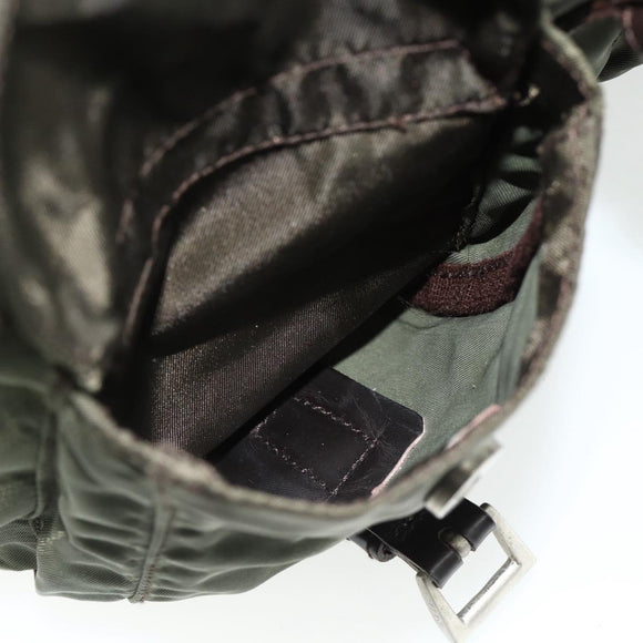 PRADA Backpack Nylon Khaki Silver Auth bs34477
