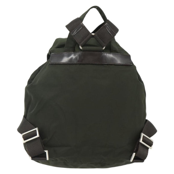 PRADA Backpack Nylon Khaki Silver Auth bs34477