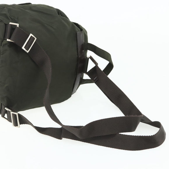 PRADA Backpack Nylon Khaki Silver Auth bs34477