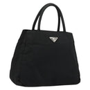 PRADA Hand Bag Nylon Black Silver Auth bs34479-1