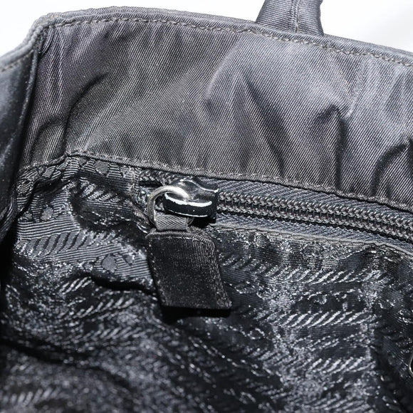PRADA Hand Bag Nylon Black Silver Auth bs34479