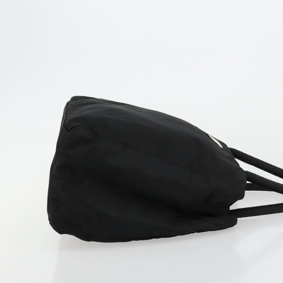 PRADA Hand Bag Nylon Black Silver Auth bs34479