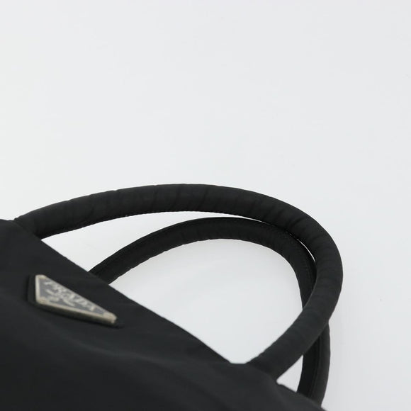 PRADA Hand Bag Nylon Black Silver Auth bs34479