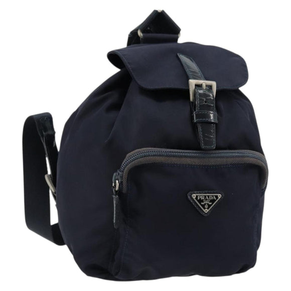PRADA Backpack Nylon Navy Silver Auth bs34480