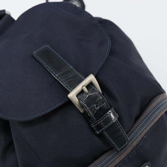 PRADA Backpack Nylon Navy Silver Auth bs34480