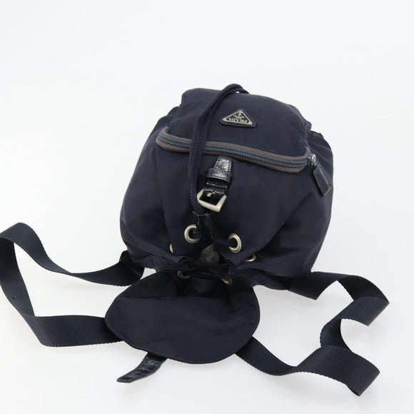 PRADA Backpack Nylon Navy Silver Auth bs34480