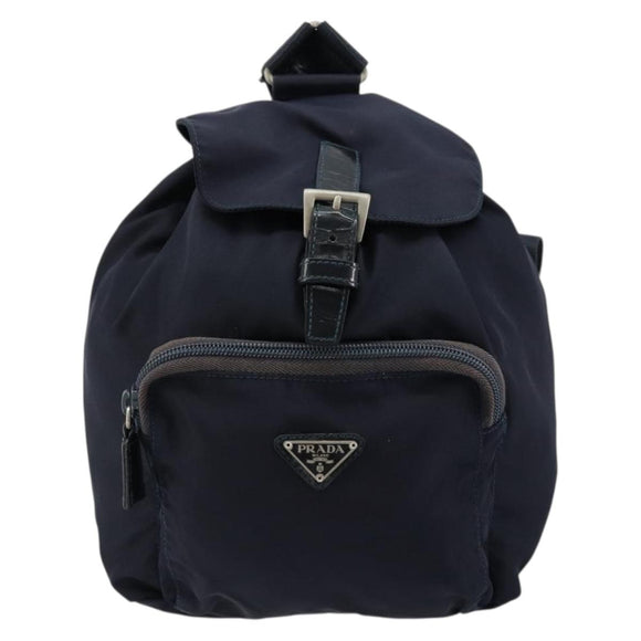 PRADA Backpack Nylon Navy Silver Auth bs34480