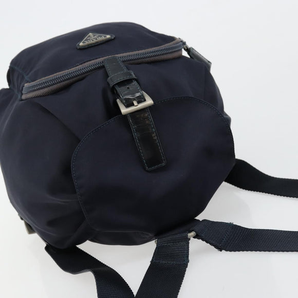 PRADA Backpack Nylon Navy Silver Auth bs34480