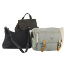 PRADA Shoulder Bag Nylon 3 Set Light Blue Khaki Black Auth bs34483-1
