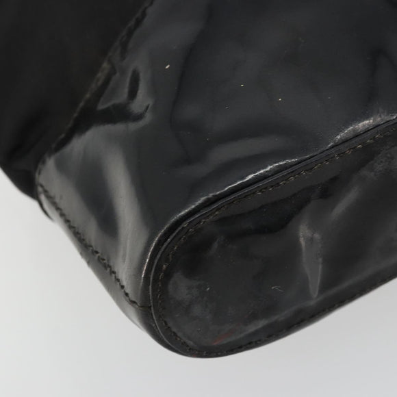 PRADA Hand Bag Nylon Black Silver Auth bs34484