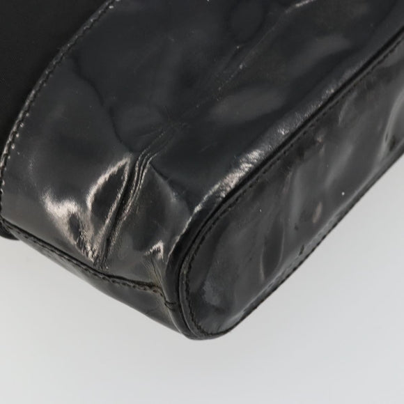 PRADA Hand Bag Nylon Black Silver Auth bs34484